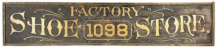 Antique Trade Sign, Factory Shoe Store, 19th Century, entire view